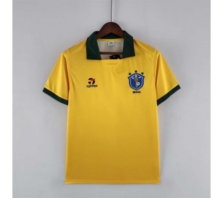 Brazil 1988 Home Yellow Soccer Jersey